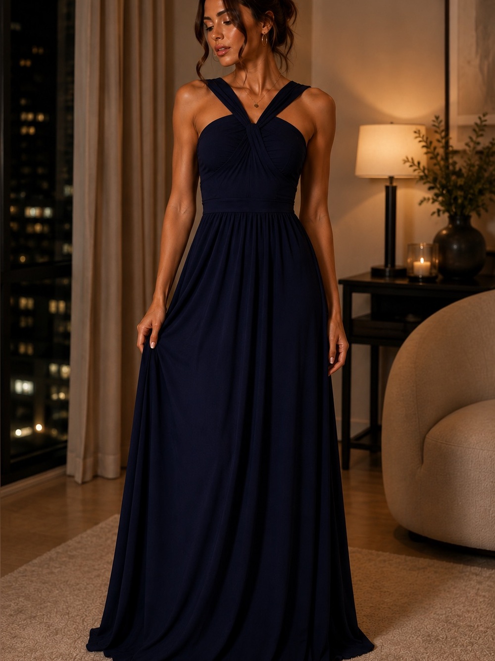 Soma Navy Sleeveless Maxi Dress with Crisscross Back Straps